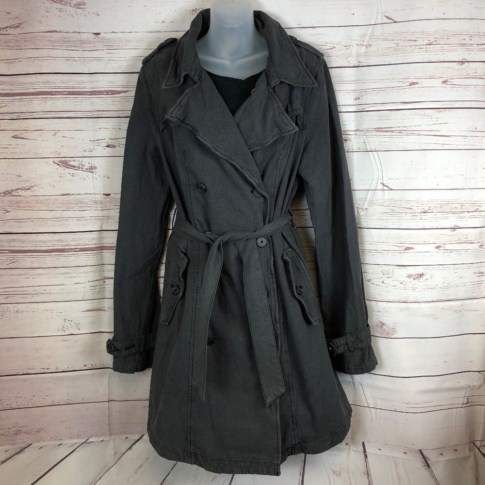 We the Free Gray Rugged Belted Trench Coat Jacket